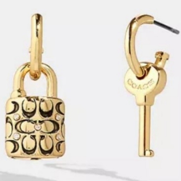 COACH Signature Padlock & Key Mis-matched Earrings - Picture 1 of 7